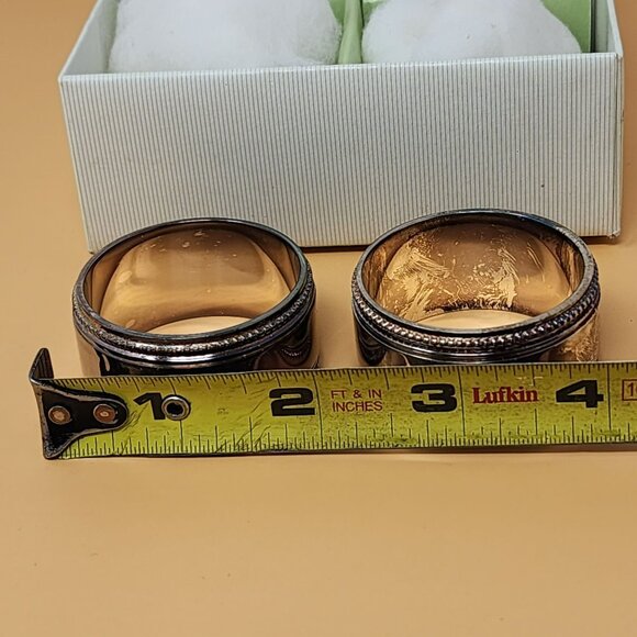 William-Sonoma Hotel Silver Napkin Rings Set Of 4 Silver-Plated Beaded Style - Picture 8 of 13
